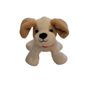 Vintage Battat Puppy Dog with Red Collar Plush 7" Stuffed Animal Colored Tag